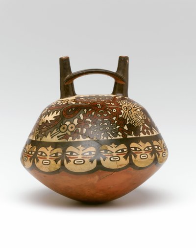 Double Spout and Bridge Bottle, from Peru, 100 BC-600 AD by Nazca Culture